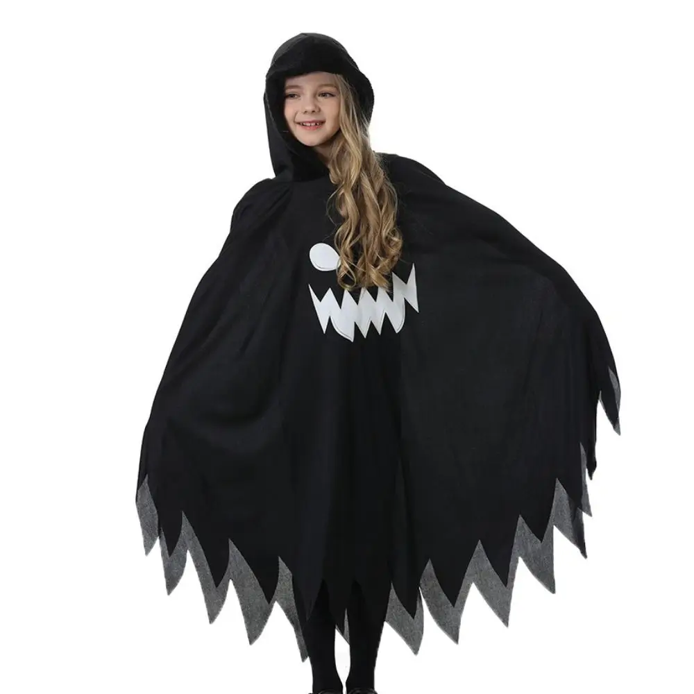 أبيض أسود هالوين زي يتوهج في الظلام شبح الوجه تصميم شبح تأثيري كيب اليقطين البدلة كيب شال