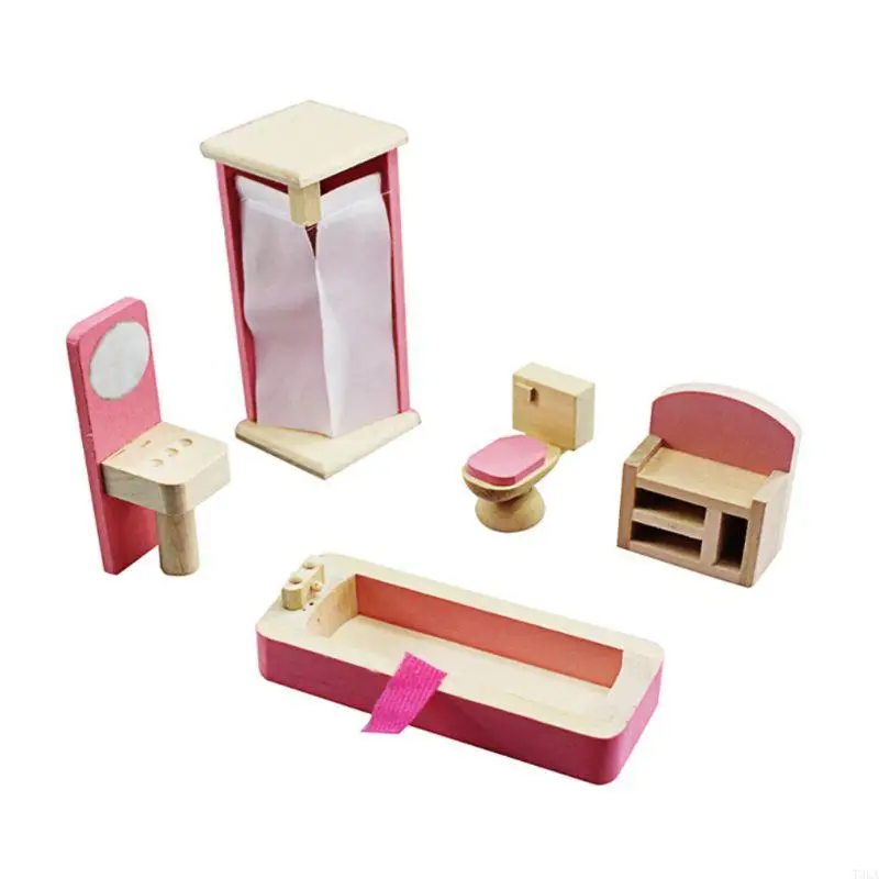 T3LA 1 juego 1:12 miniatura para casa muñecas muebles madera niño para jugar juguetes regalo Fo