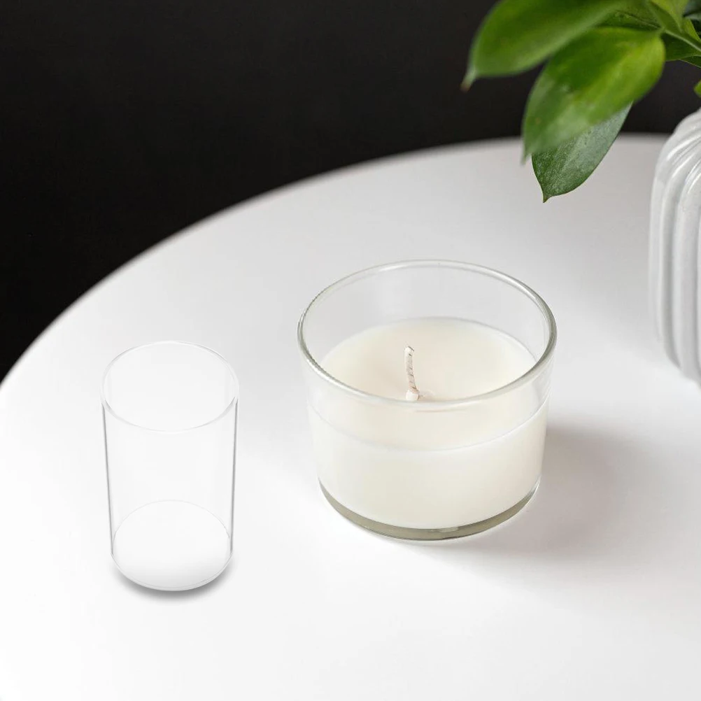 

Glass Craft Shade 4pcs Transparent Windproof Cylinder Cover Simple Cup for Home Wedding Decor Multiuse Elegant Holder