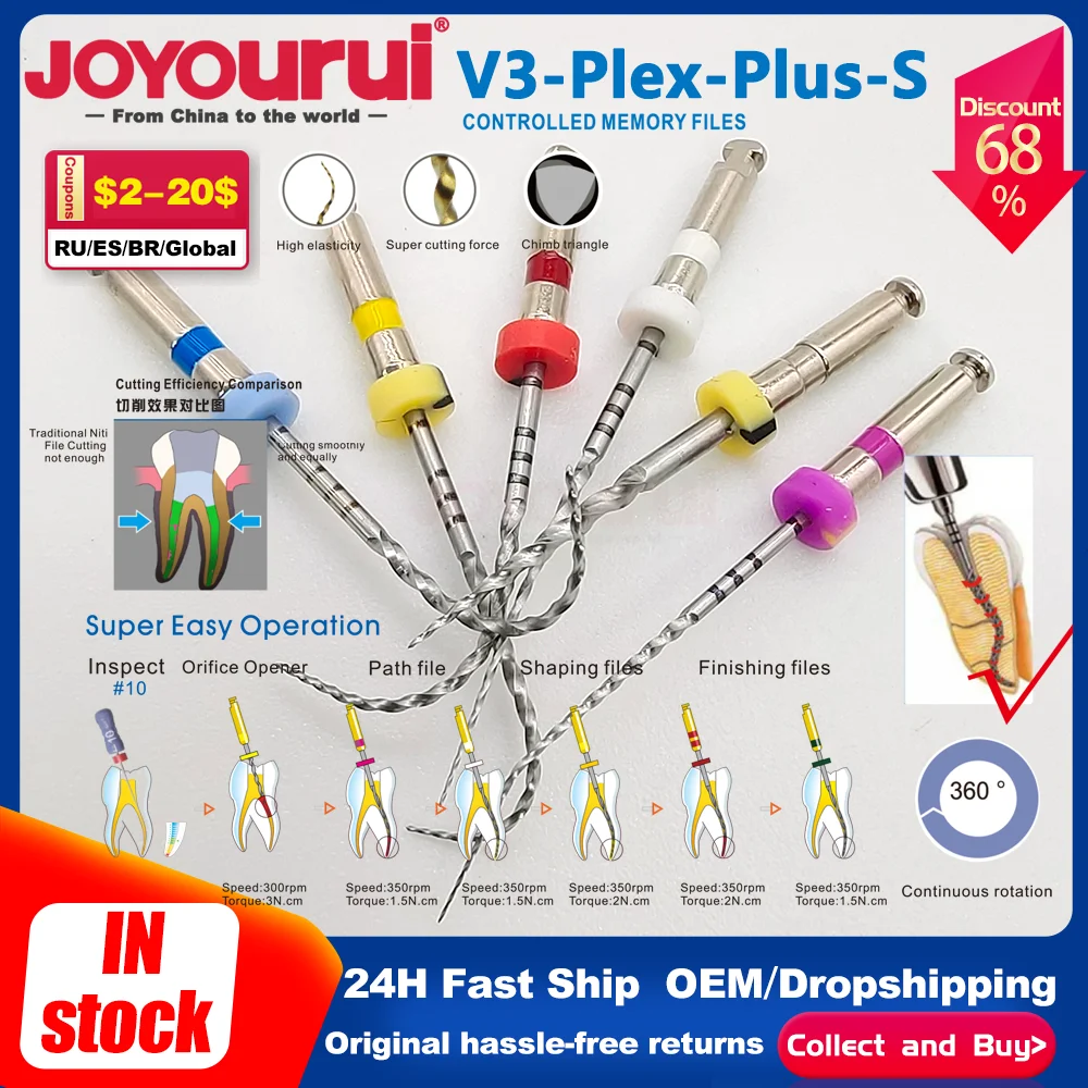 

Набор из 6 ротационных файлов NiTi для корневых каналов (0212) в упаковке # 0216 # 0518 # Инструменты для лечения, эндодонтические инструменты, клинические инструменты с защитой от поломок