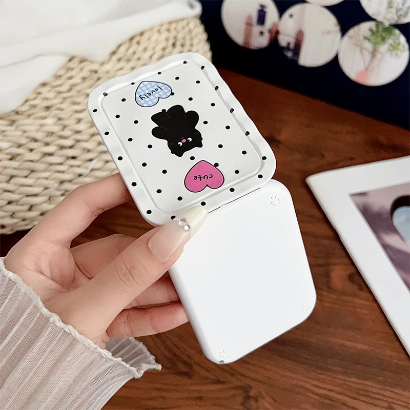 Portable Cartoon-Style Folding Travel Mirror with Built-in Comb – Compact Handheld Makeup Mirror for Women and Girls