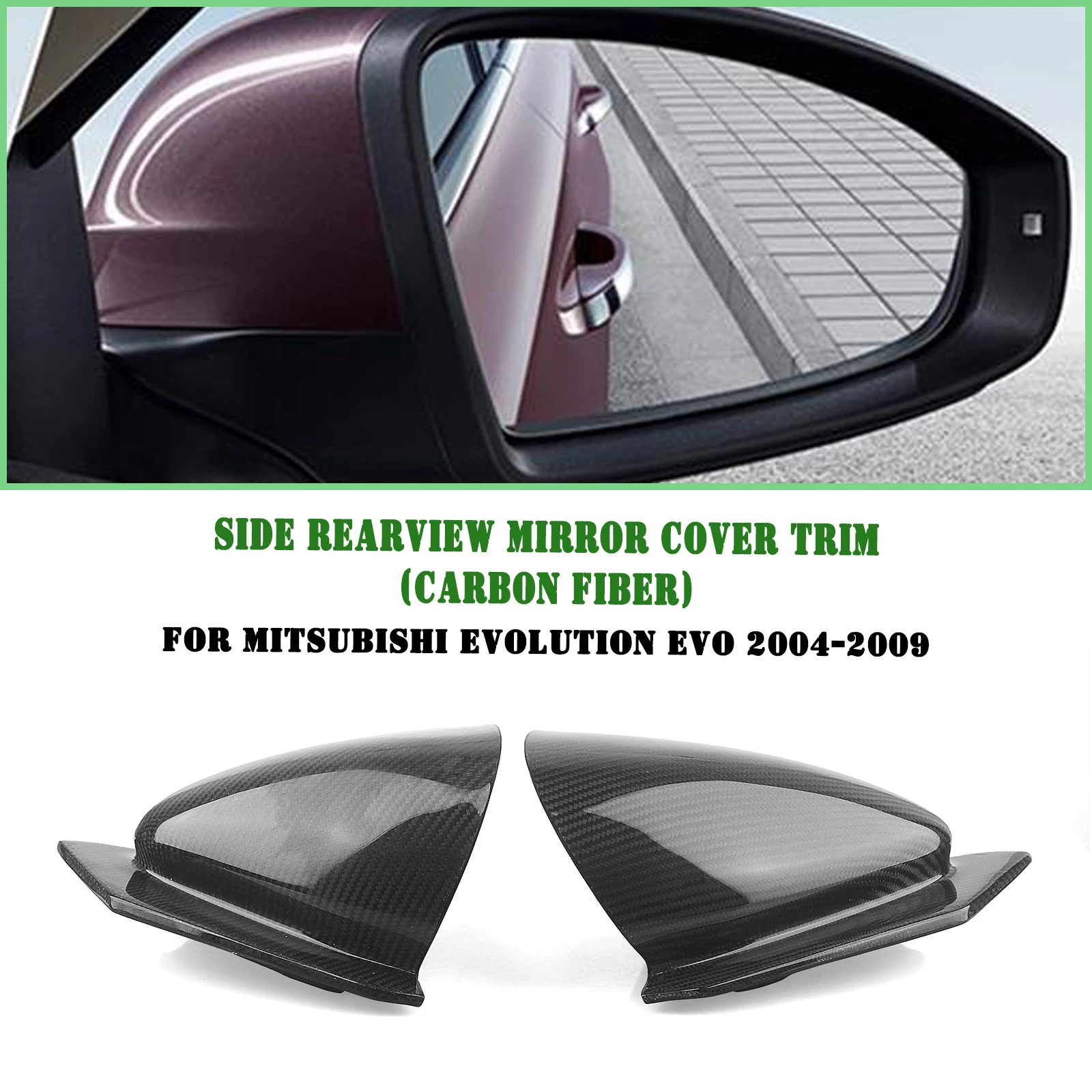 

Rear View Mirror Cover For Mitsubishi Evolution EVO 2004-2009 Real Carbon Fiber Car Exterior Side Rearview Cap Shell Replacement