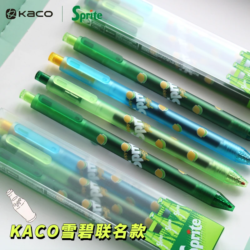 

3pcs/Set KACO x Sprite Limited Edition Gel Pen,Dual Ball Pen Quick Drying Stylo 0.5mm Click Smooth Writing For School&Journaling