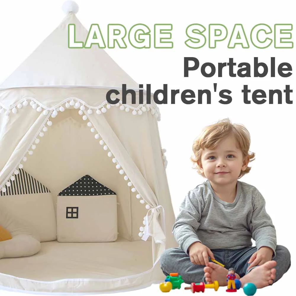 Grande crianças brincar tenda interior ao ar livre castelo playhouse para meninos e meninas-portátil dobrável teepee wigwam crianças brinquedo tenda presente