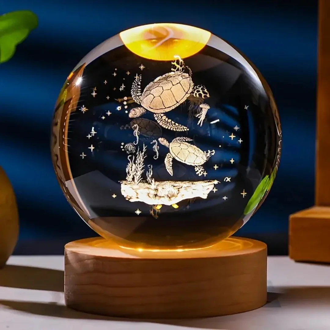 

6cm Turtle crystal ball 3D laser engraving Turtle glass ball model oceanarium souvenir birthday gift graduation present