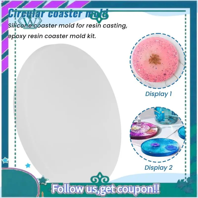 Upgraded Silicone Coaster Molds For Resin Casting,Epoxy Resin Coaster Molds Kit Including 8 Pcs Coasters And 2 Pcs Holders Molds