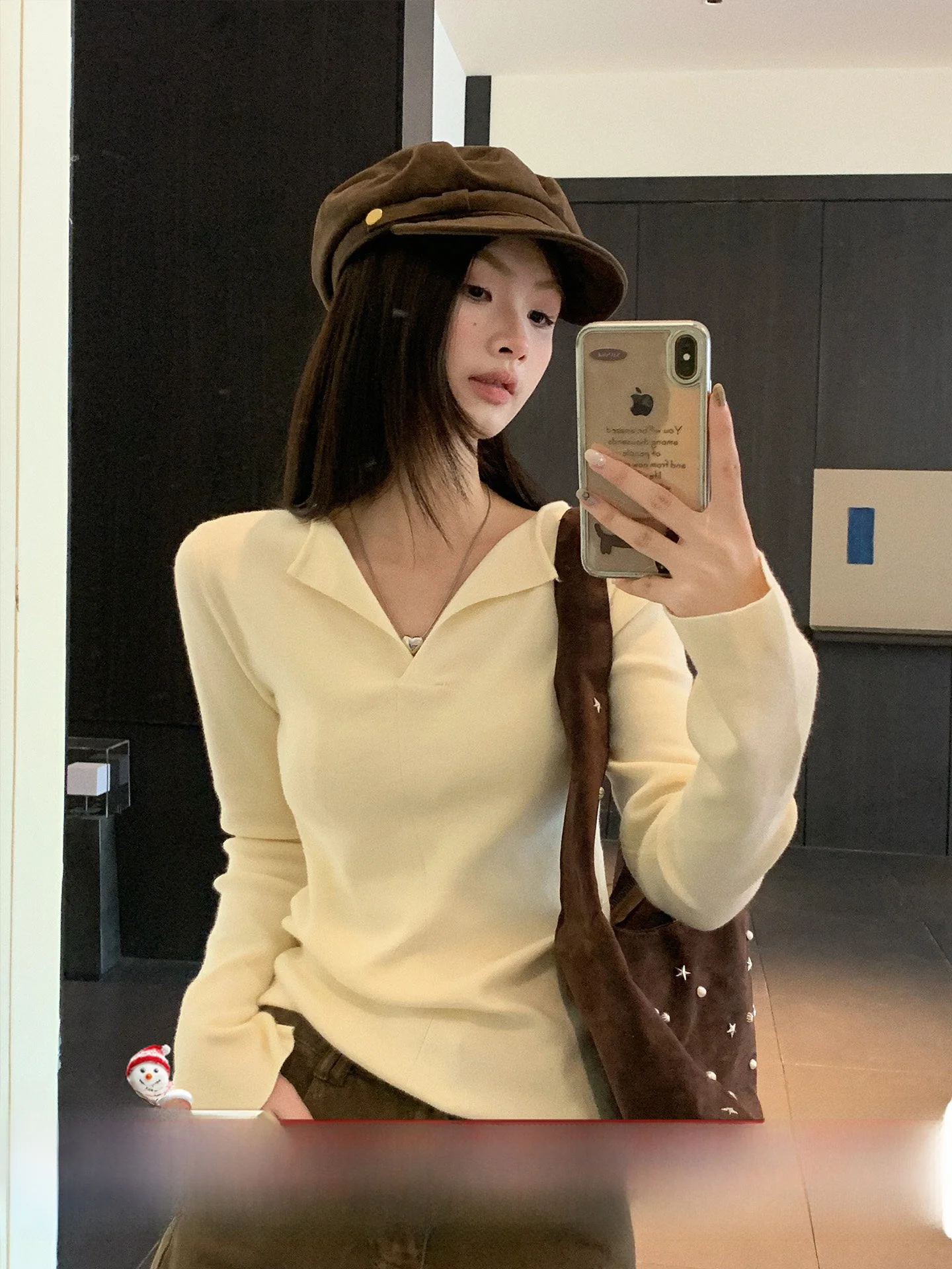 

Женская трикотажная кофта Su San San с V-образным вырезом, белая, для ношения под одеждой, осенне-зимняя, базовая, в корейском стиле, мягкая, из смесового полиэстера