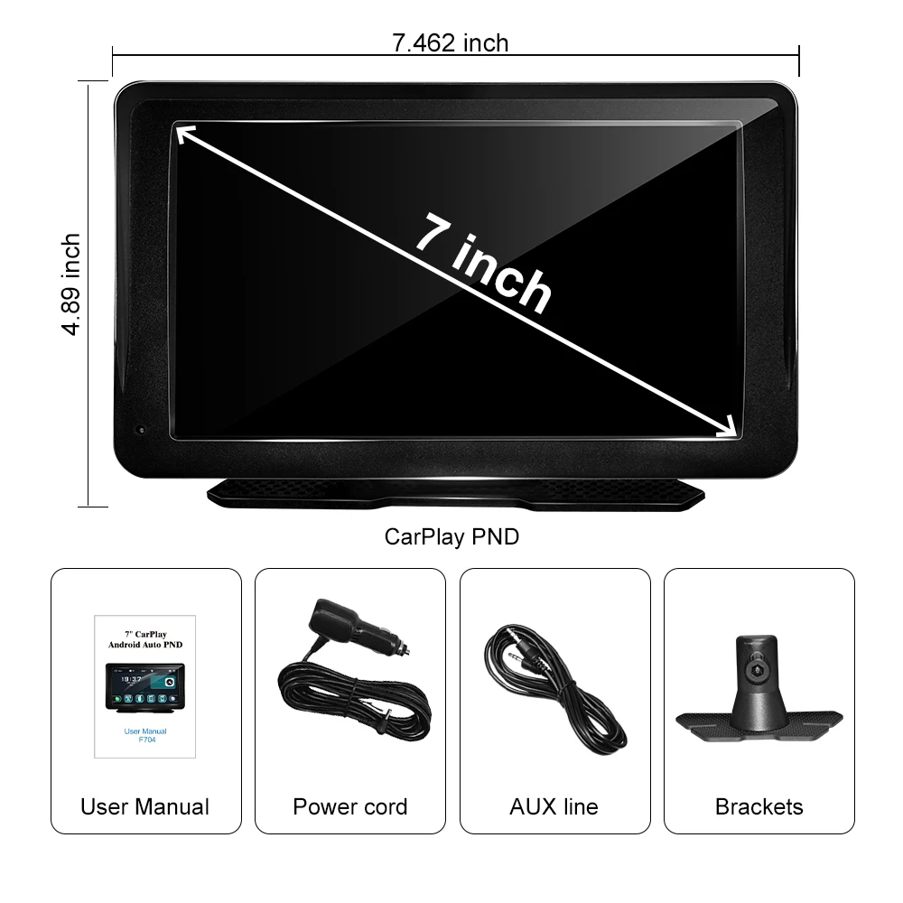 7-Zoll-Auto-Display-Monitor, kabellos, tragbar, Carplay, Android, Auto, MP5, Autoradio, Stereo-Player mit GPS-Navigation