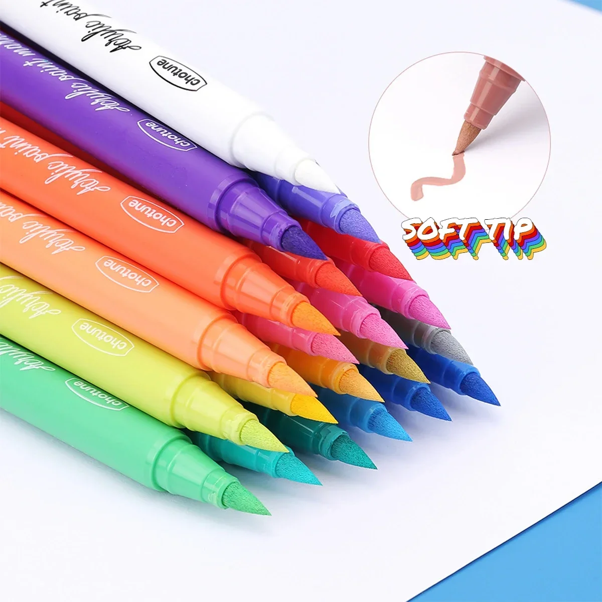 

12/24/36 Colors Gouache Acrylic Pen Soft Tip Marker Paint Pen Waterproof DIY Graffiti Supplies for Students School Stationery