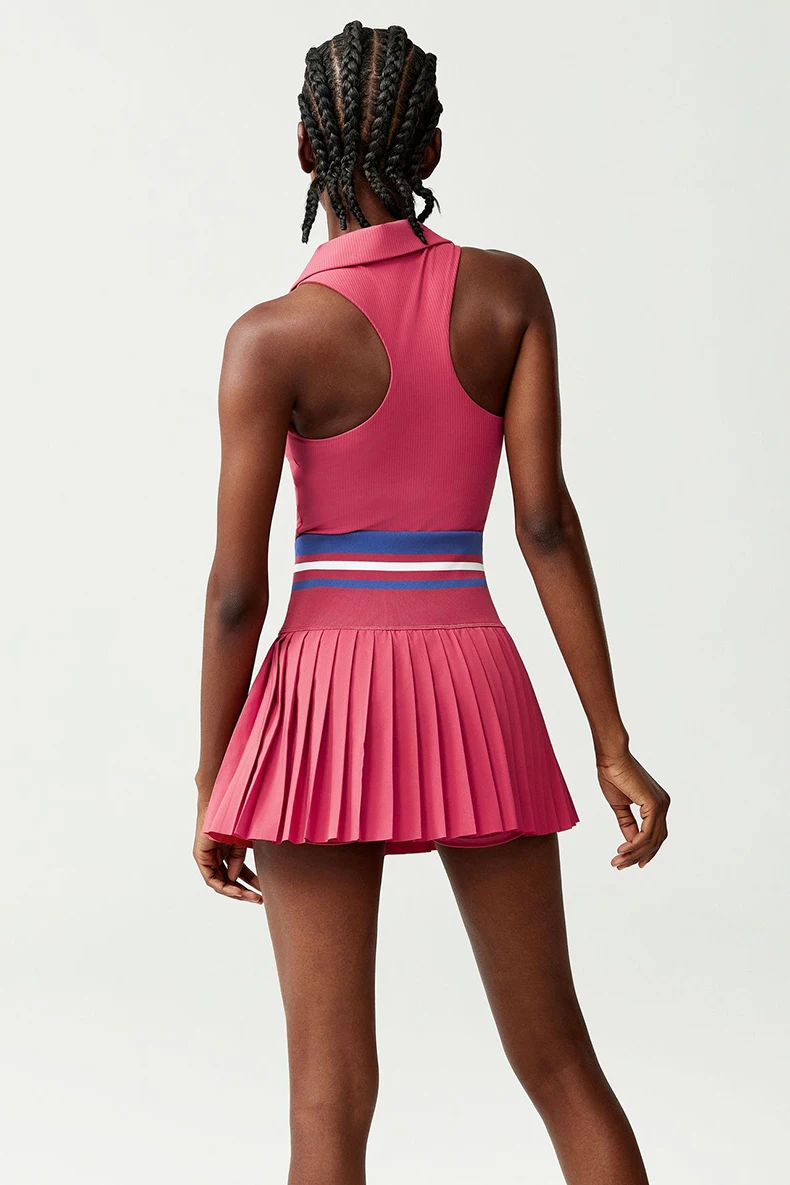 Women Two Pieces Yoga Set Solid Color Gym Top Tennis Skirt Sports Suit Breathable Quick Dry Short Sportswear Workout Clothes