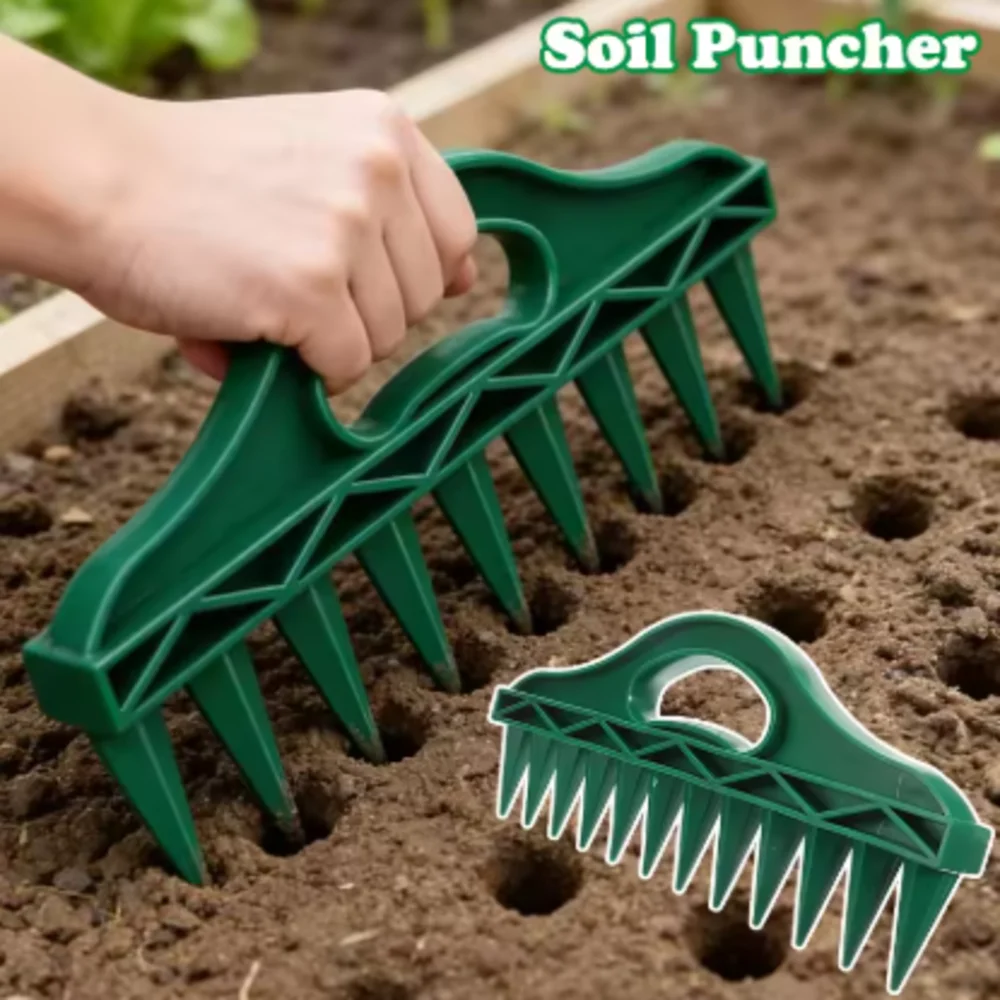 12-Hole Seed Spacer and Seeder Tool Garden Planting Template with Hole Dibber Efficient Soil Digger for Vegetable Flower Seeding