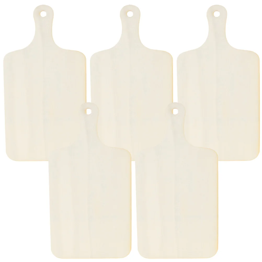 

5pcs Mini Cutting Boards Small Breadboards Light Brown Wooden Tray Craft Child Placemat Cup Mat Table Decoration Photo Prop