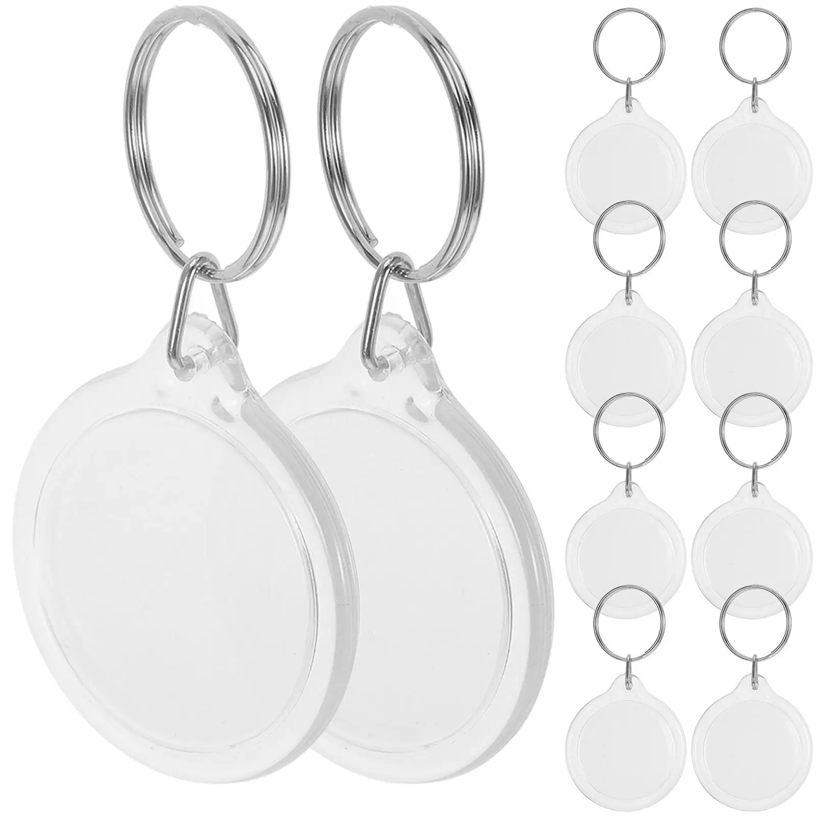 

100 Pcs Transparent Blank Insert Photo Frame Circular Keychain Wallet Holder Sublimation