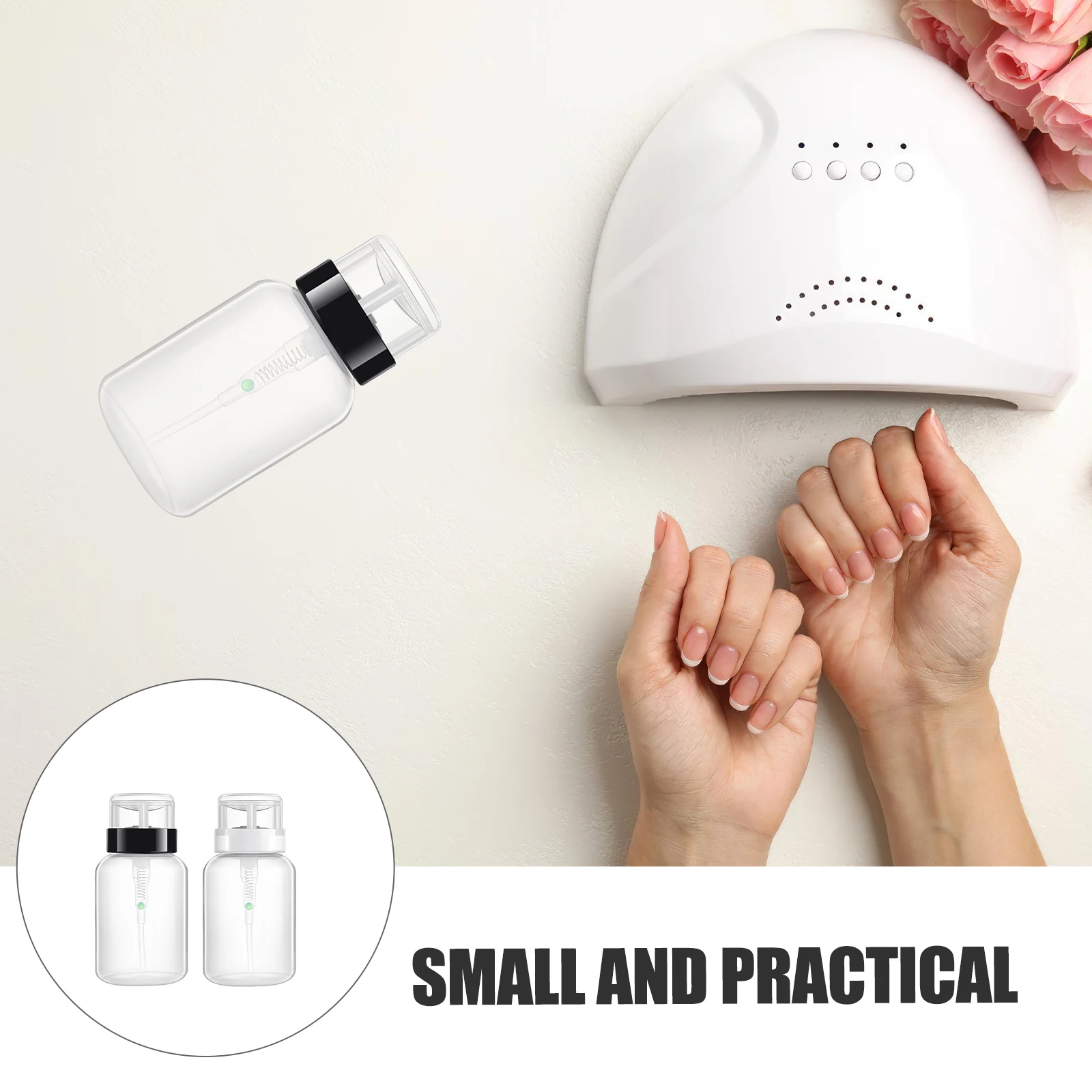

2pcs 200Ml Nail Polish Remover Press Bottles Lockable Pump Dispenser Bottles Durable Refillable Liquid Storage For Nail Art