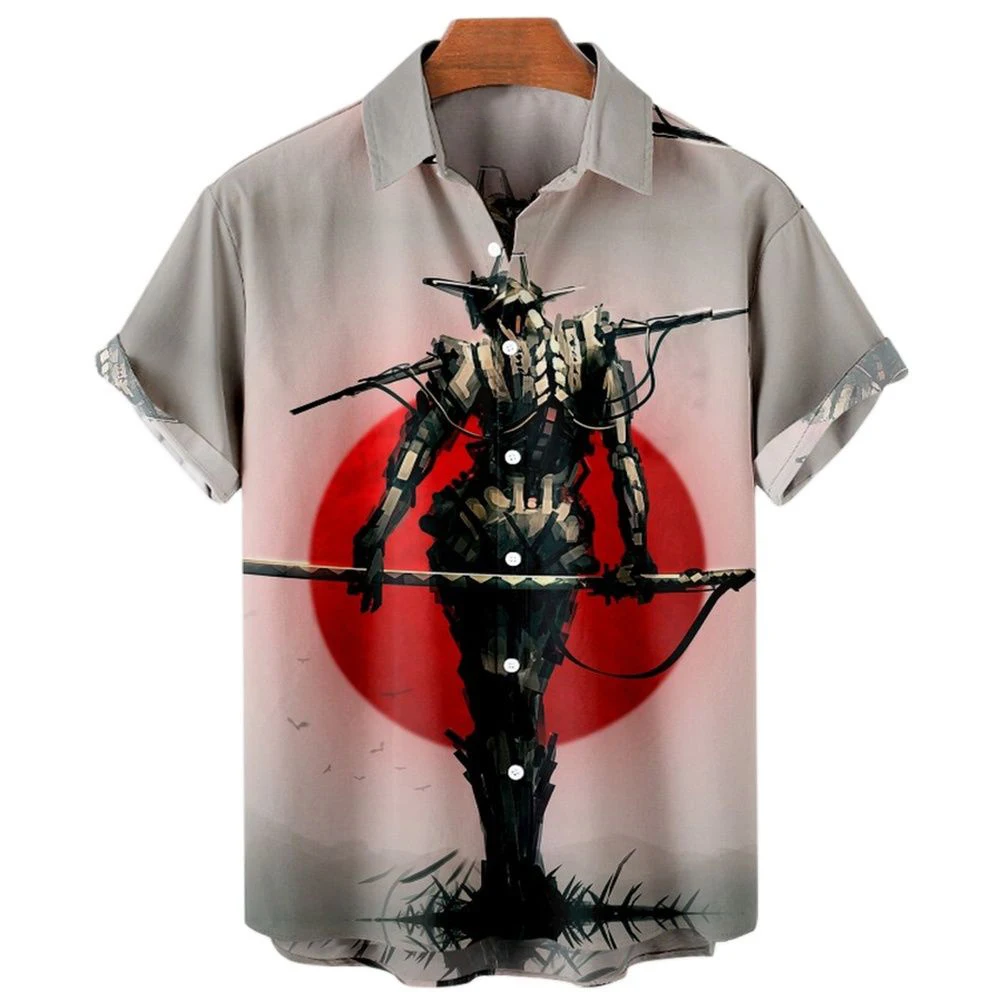 Summer Japanese Samurai 3D Printed Hawaiian Beach Shirts Men Women Casual Fashion Streetwear Short Sleeve Shirt Man Tops Blouse