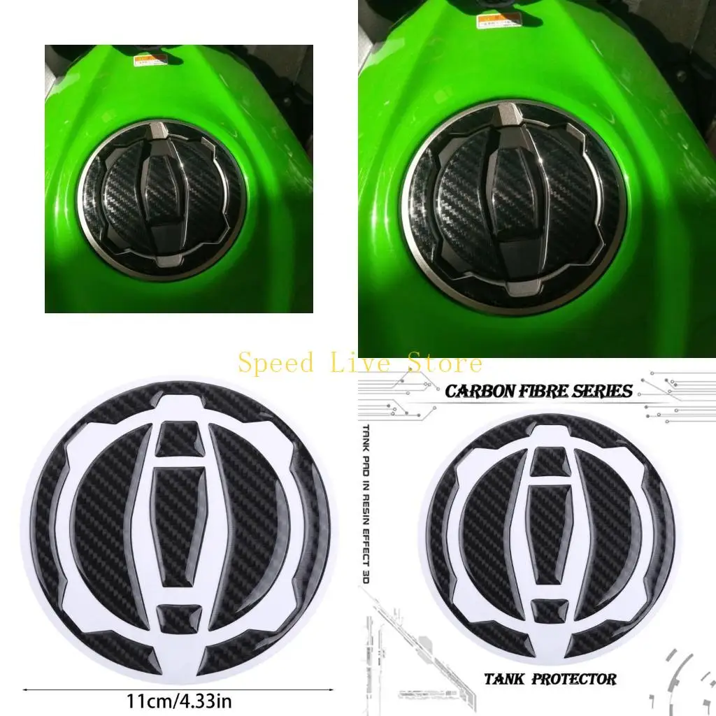

547C Carbon Fiber Motorcycle Gas for Tank Caps Pad Cover Sticker Decals Diameter 12cm/4.72-inch for 900 400 400