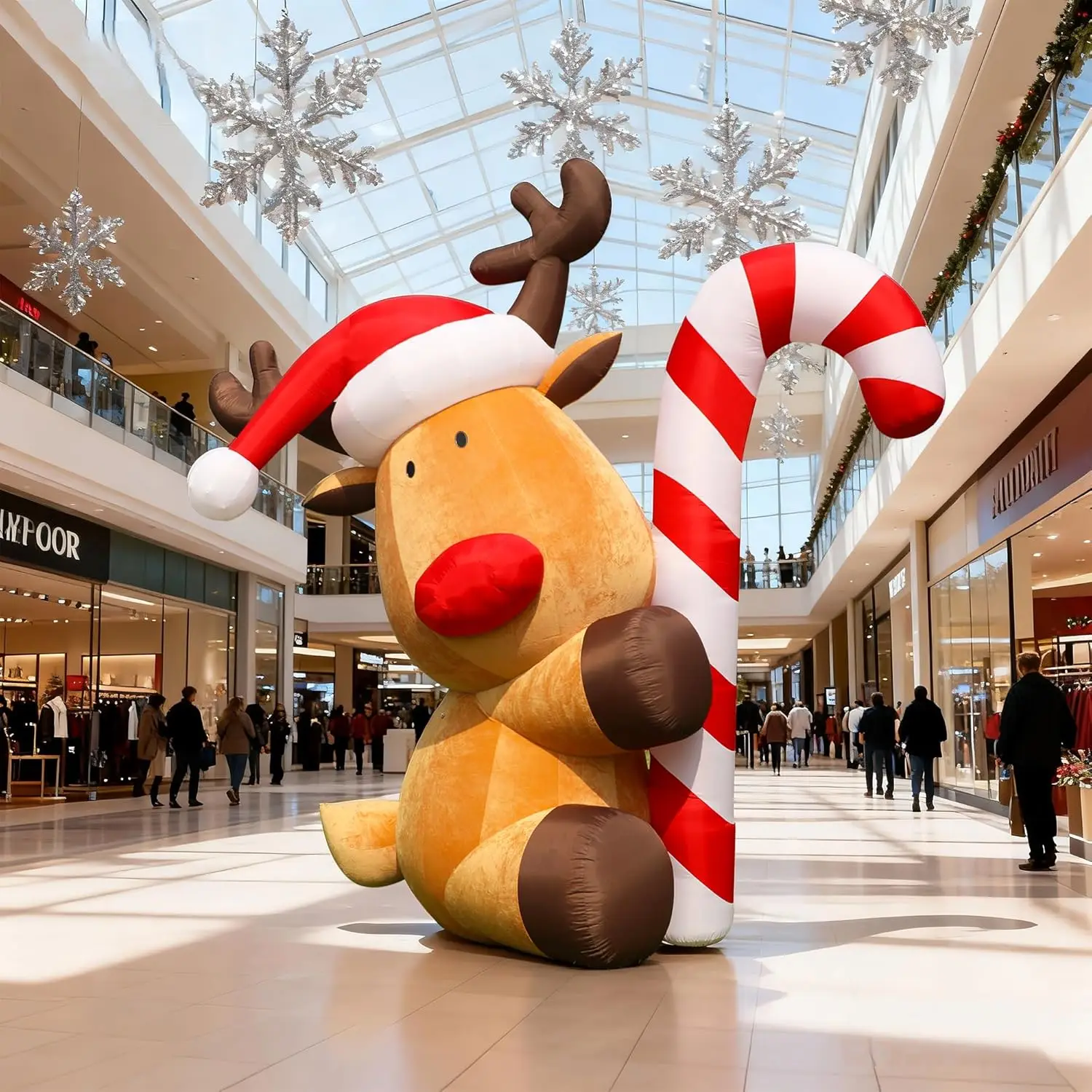 13FT Christmas Inflatable Reindeer Decoration with Blower Durable Flocked Cloth for Indoor And Outdoor Holiday Use