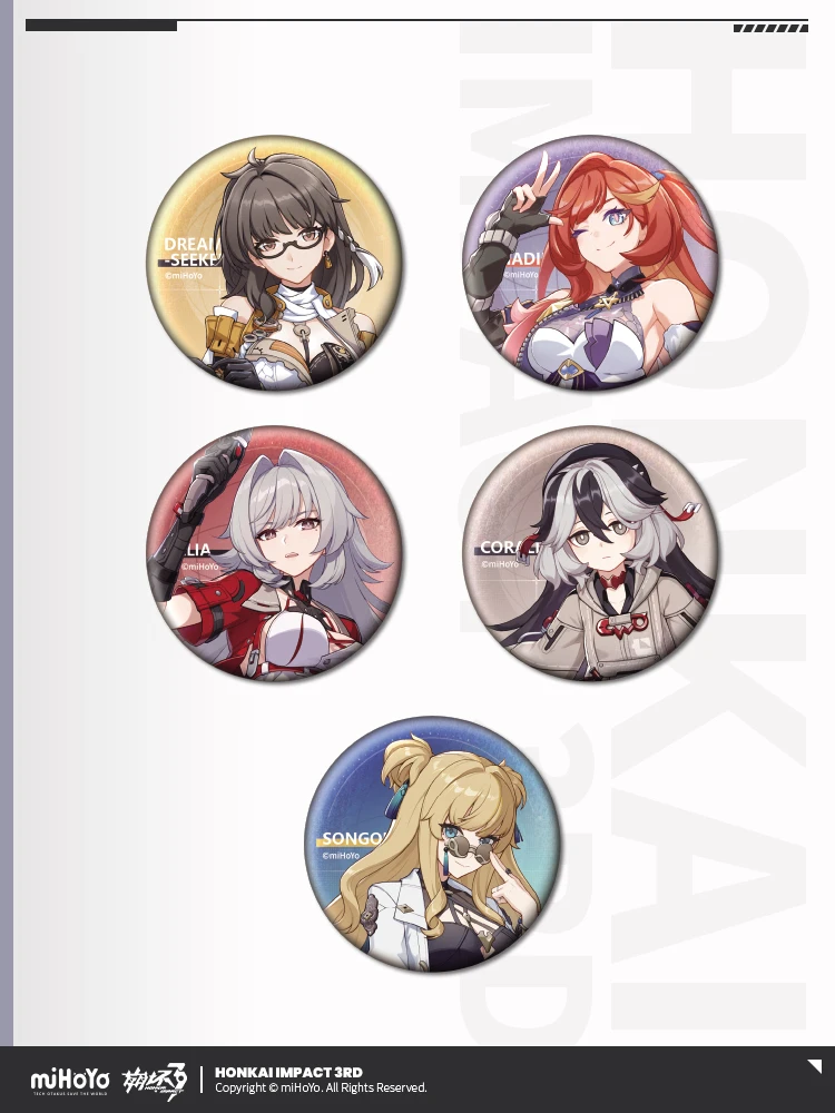 Original Official Game Honkai Impact 3 Senadina Coralie Cosplay Tinplate Badge Brooch Pin Cosplay Collection Props miHoYo Gift