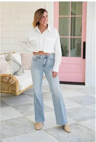 New Light Blue High-waisted Jeans American