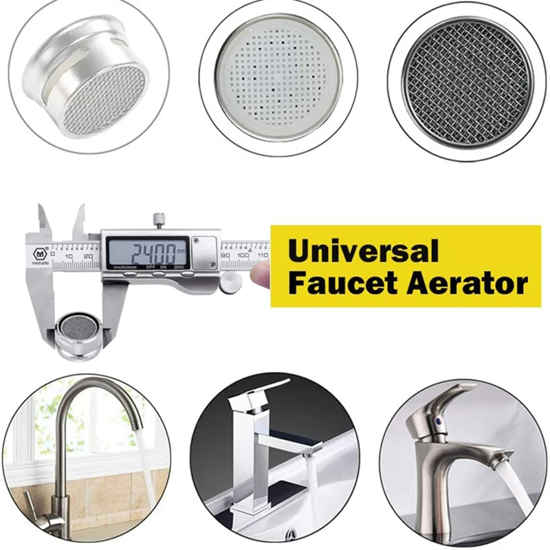 節水防滴真ちゅう製蛇口エアレーター、交換用洗面器タップフィルターノズル、バスルームバブラー、キッチンコネクター