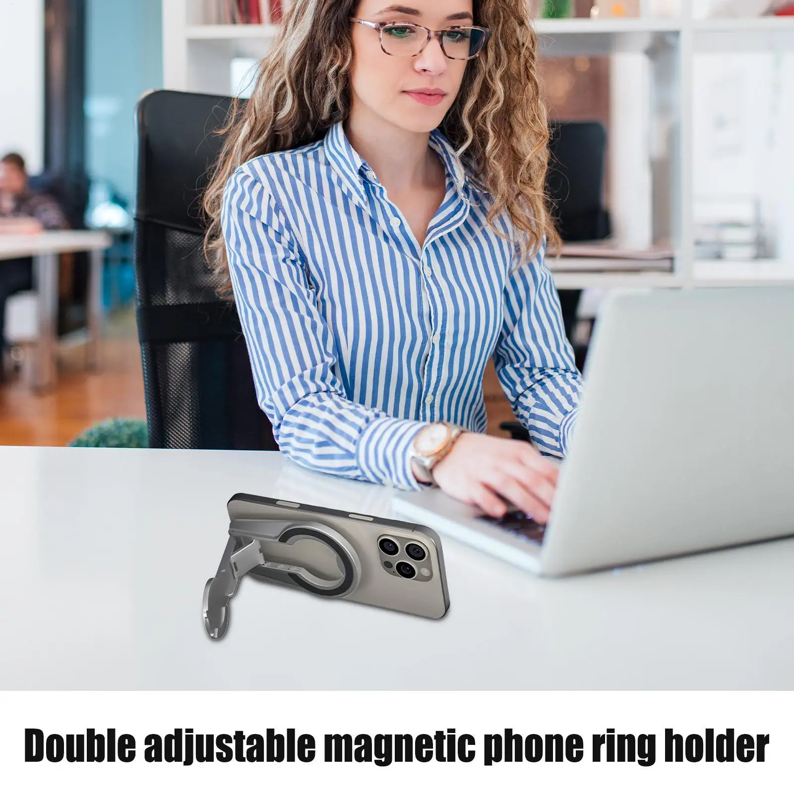 

Magnetic Phone Ring Holder Car Cellphone Stand Double-Sided Slim Foldable Portable Phone Ring For Metal Surfaces Travel Home Gym
