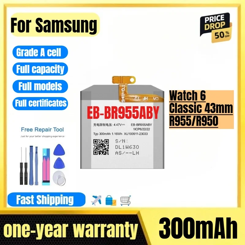 EB-BR955ABY for Samsung Watch 6 Classic 43mm/R955/R950 Watch Battery High Quality  Battery Replacement Bateria with Tools