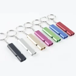 Sifflet de survie en alliage d'aluminium, double tube, sifflet d'urgence extérieur, équipé d'outils EDC