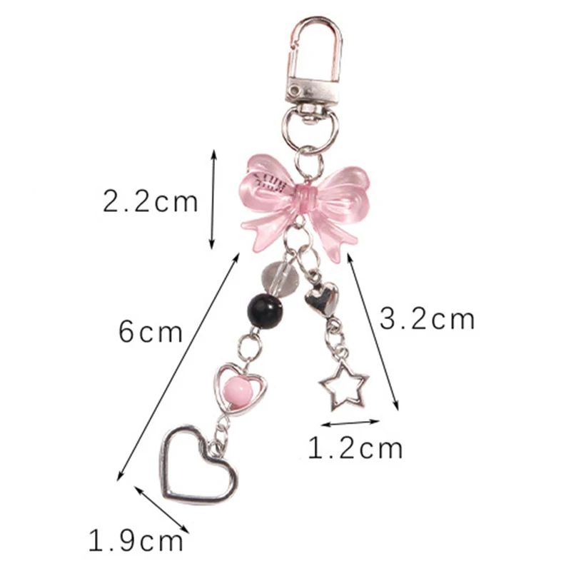 Goth-Porte-clés avec breloque pour téléphone Y2K, nœud, cœur, étoile, pendentif, clé Kawaii, JOBag, accessoire de téléphone JOCute pour filles, bijoux pour femmes