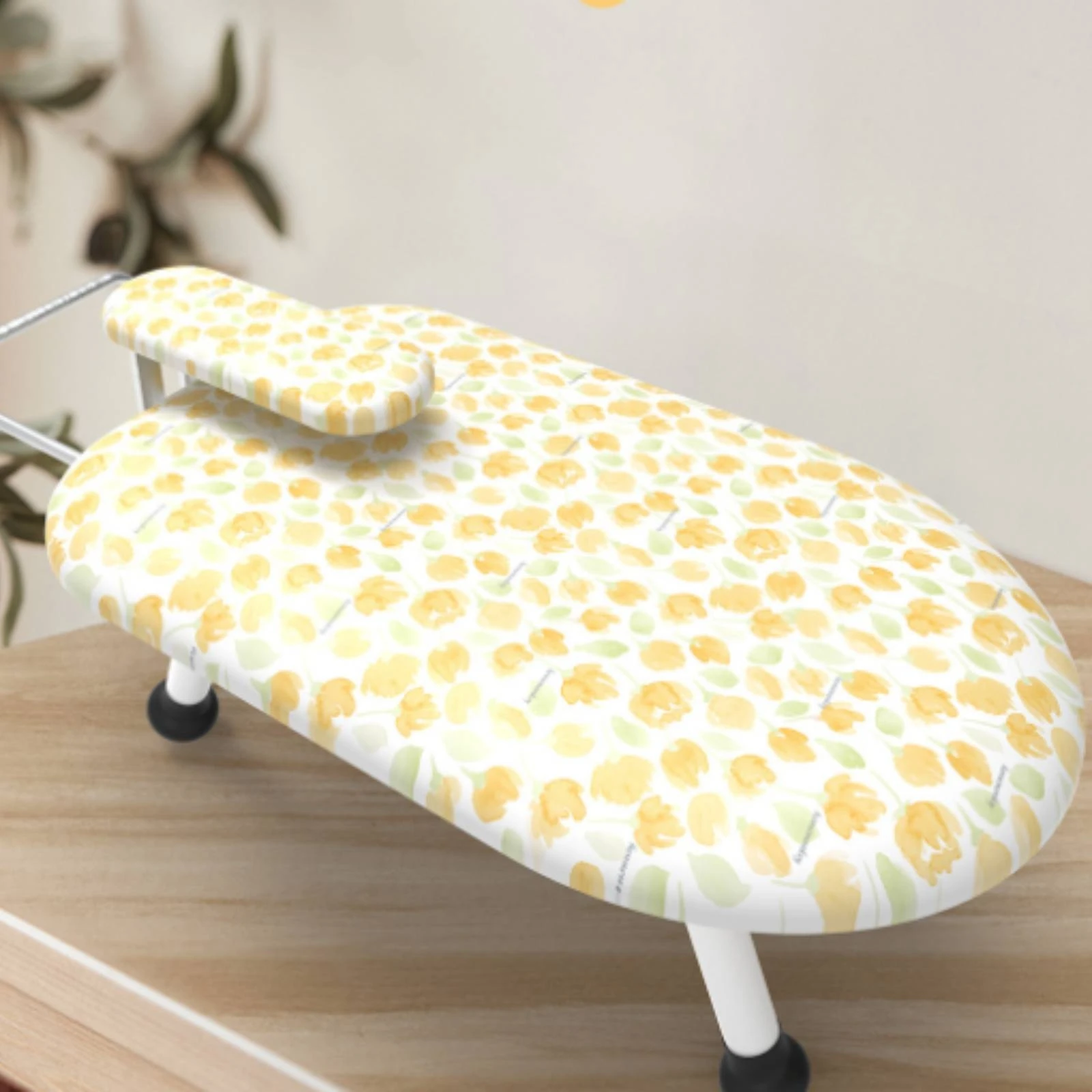 Foldable Ironing Board with Padded Surface Compact Portable Ironing Board with Floral Cover Small Smooth for Apartment Dwellers