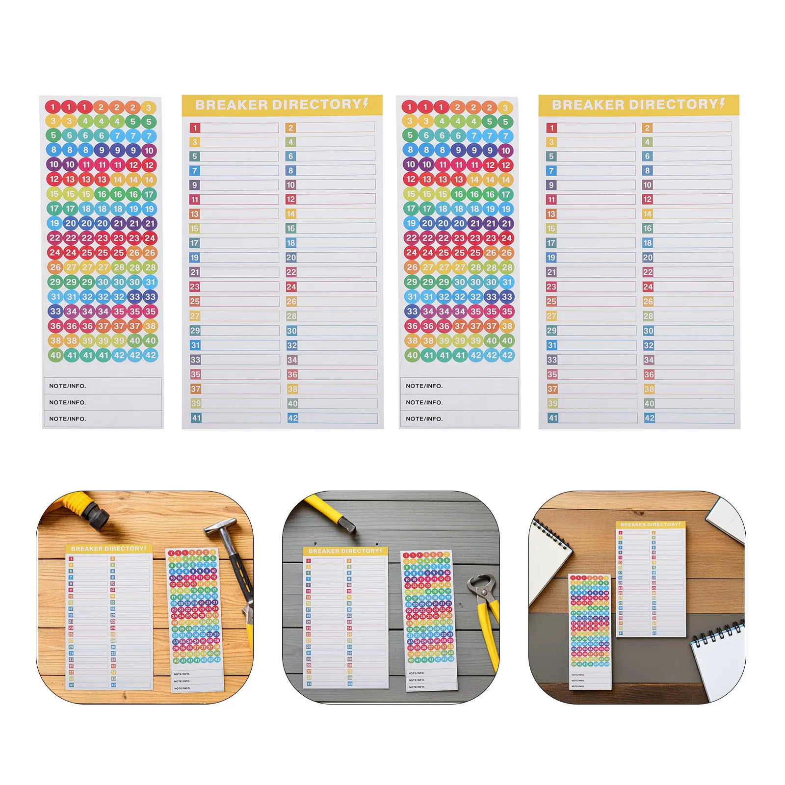 

10 Sheet Adhesive Electrical Panel Labels Numbered Breaker Catalog Stickers Heat Wear Resistant for Load Center and Distribution