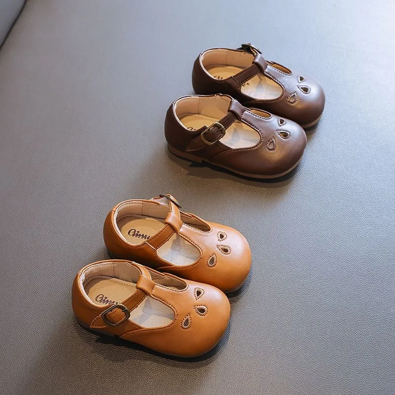 Children Leather Shoes for Boys Girls Shoe Kids Soft Bottom PU Leather Sandals Hollow Toddler Outside