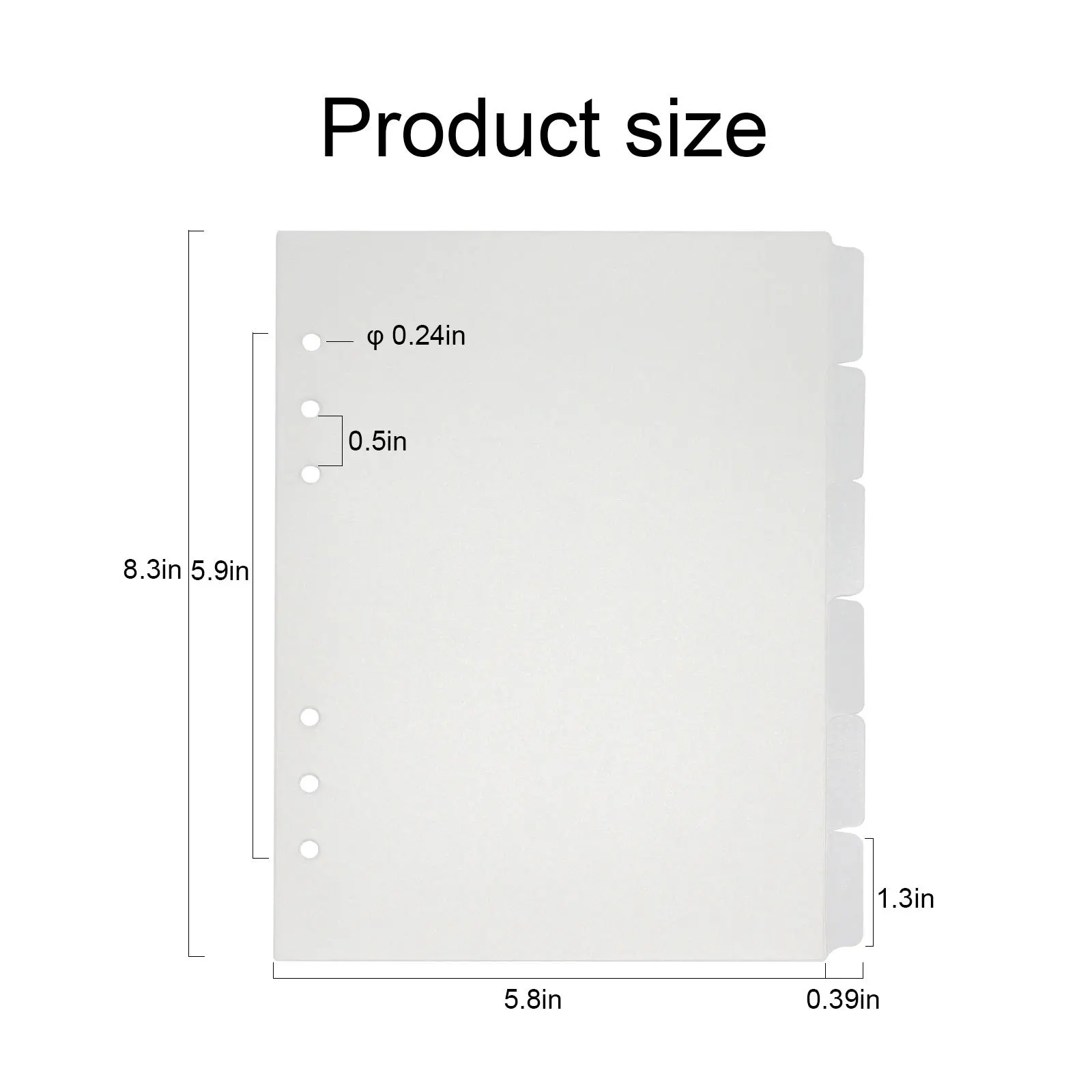 SKYSONIC A5 A6 A7 Spiral Binder Index Separator Transparent Page Top Dividers 6pcs/12pcs 6 Holes Board Pages English Stickers