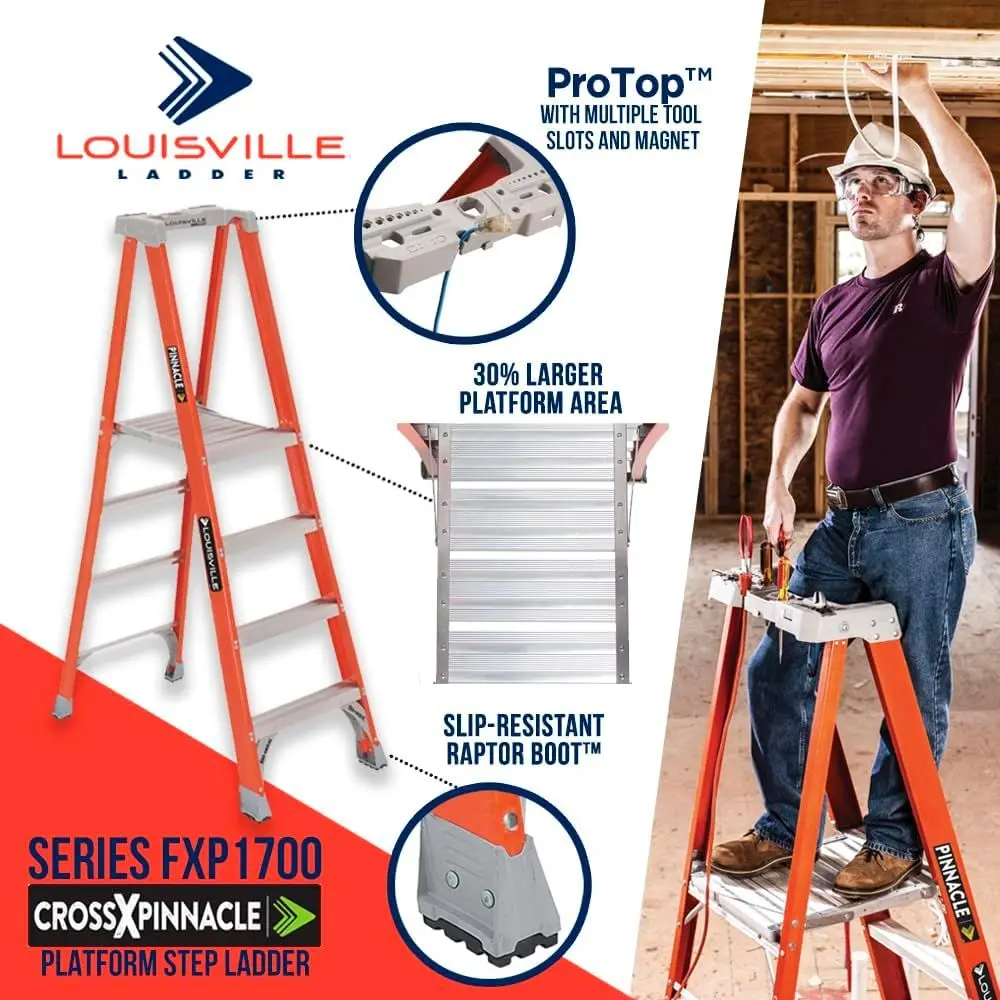4-Foot Fiberglass Step Ladder, 300 lbs Capacity, Type IA, FXP1704