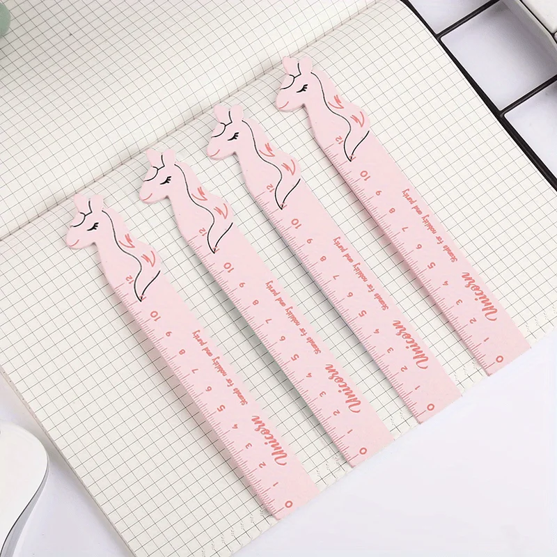 ユニコーン木製描画定規、創造的な漫画、学生文房具、かわいい、1個