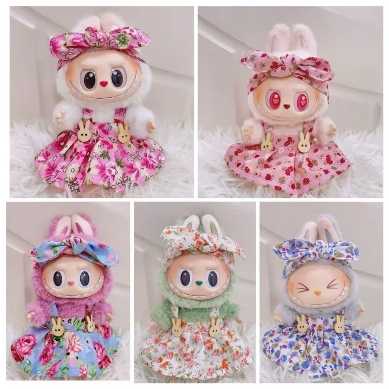 

New Product Suitable for Labubu 15cm/17cm Doll Clothing Sitting Party Strawberry Tank Top Skirt Doll Accessories Girl's Toys