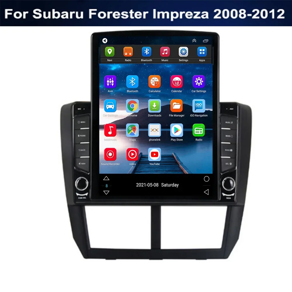 For Tesla Style 2 Din Android 14 Car Radio For Subaru Forester Impreza 2008- 2012 Multimedia Video Player GPS Stereo Carplay DSP