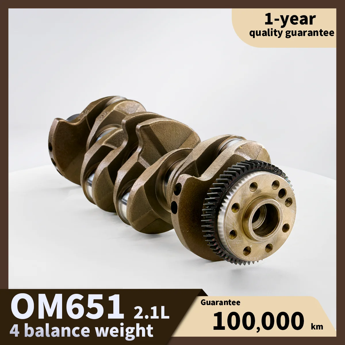 

6510302501 Crankshaft for Mercedes OM651 2.2L Diesel Engine, Forged Steel Alloy, 60mm Main Journal 99mm Stroke