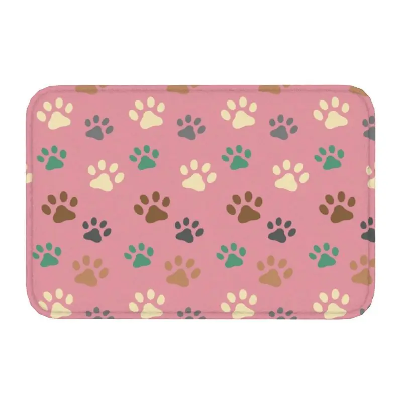 Animal Footprints and Bones Entrance Door Mat Floor  Kitchen Bathroom  Anti-Slip Pet Dog Paw Graphic   Home Decor