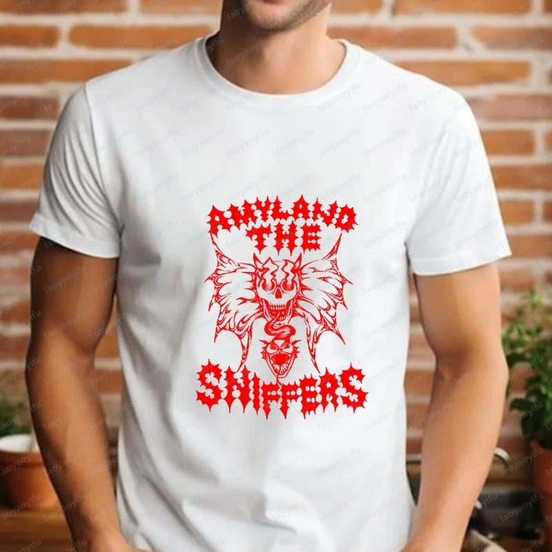 Retro Amyl and The Sniffers Gothic Short-sleeved Men's and Women's All-purpose Round-neck Comfortable Y2K T-shirt