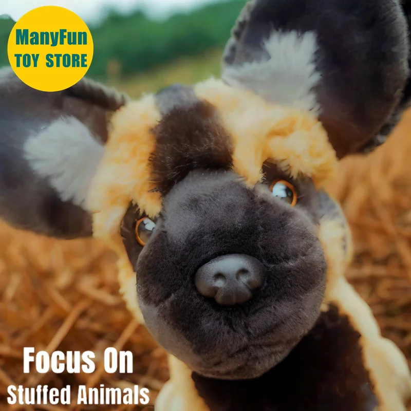 

Реалистичная африканская дикая собака, высококачественная африканская расписная собака, плюшевая игрушка, реалистичная плюшевая игрушка Hyena, ликаон pictus, мягкая кукла