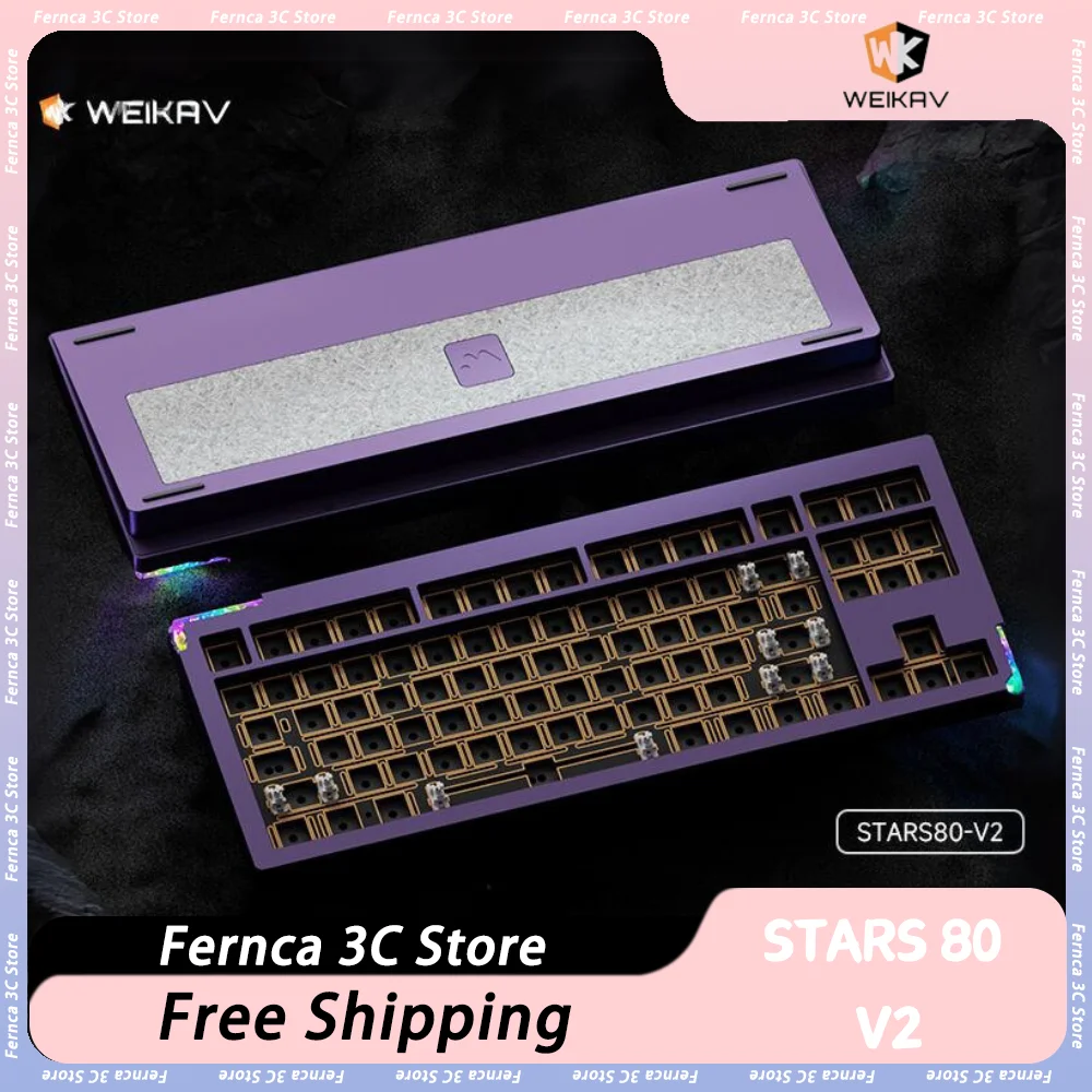 Weikav Stars80 V2 Mechanical Keyboard Kit 3 Mode RGB Hot Swap Wireless Game Keyboard Aluminum Alloy Support Qmk/Via Custom Gift