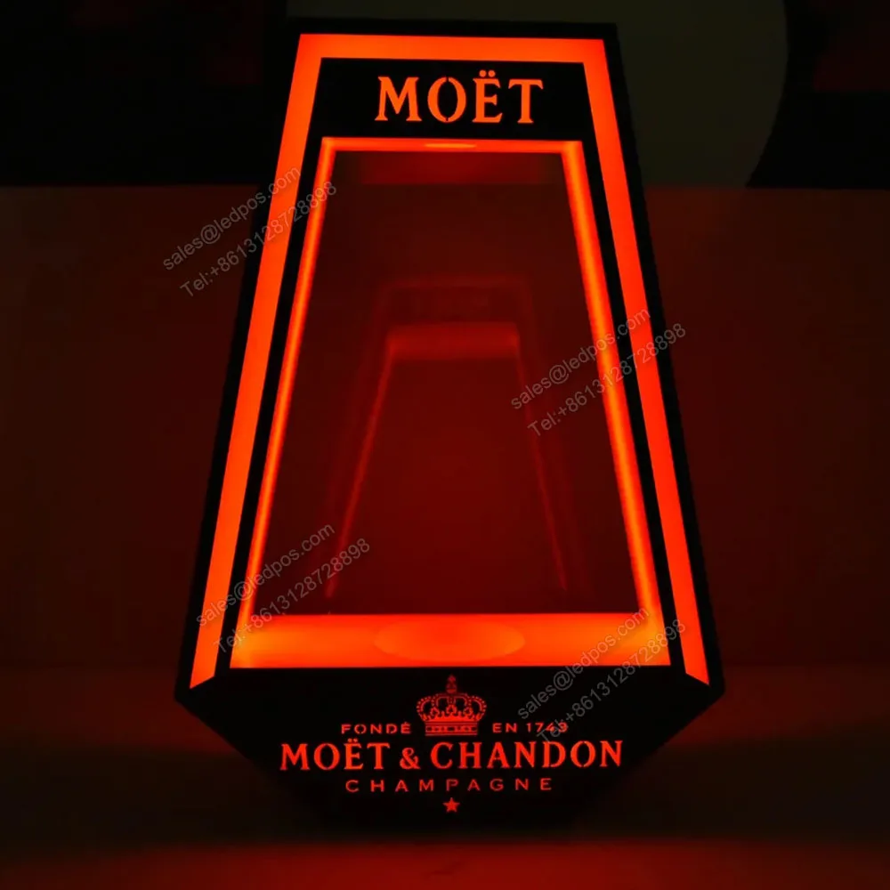 Custom Logo Rechargeable LED Champagne Bottle Presenter Vodka Tequila Neon Bar Sign Whiskey Glorifier VIP Service Tray Display