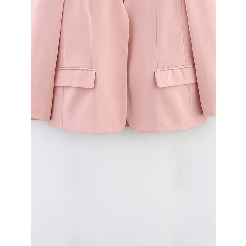 Cappotto blazer rosa allentato elegante a maniche lunghe da donna autunno 2025