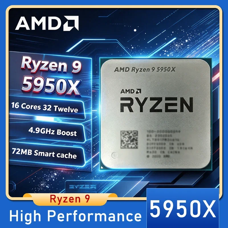 AMD Ryzen 9 5950X New Ryzen 9 5000 Series Vermeer (Zen 3) 16-Core 3.4 GHz Socket AM4 105W Socket AM4 Without Cooler Loose Pie