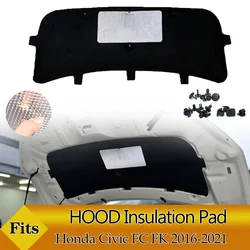 Front Engine Hood Insulation Pad Soundproof Mat Cover Foam Sound Heat Cotton Fireproof for Honda Civic FC FK 2016-2021
