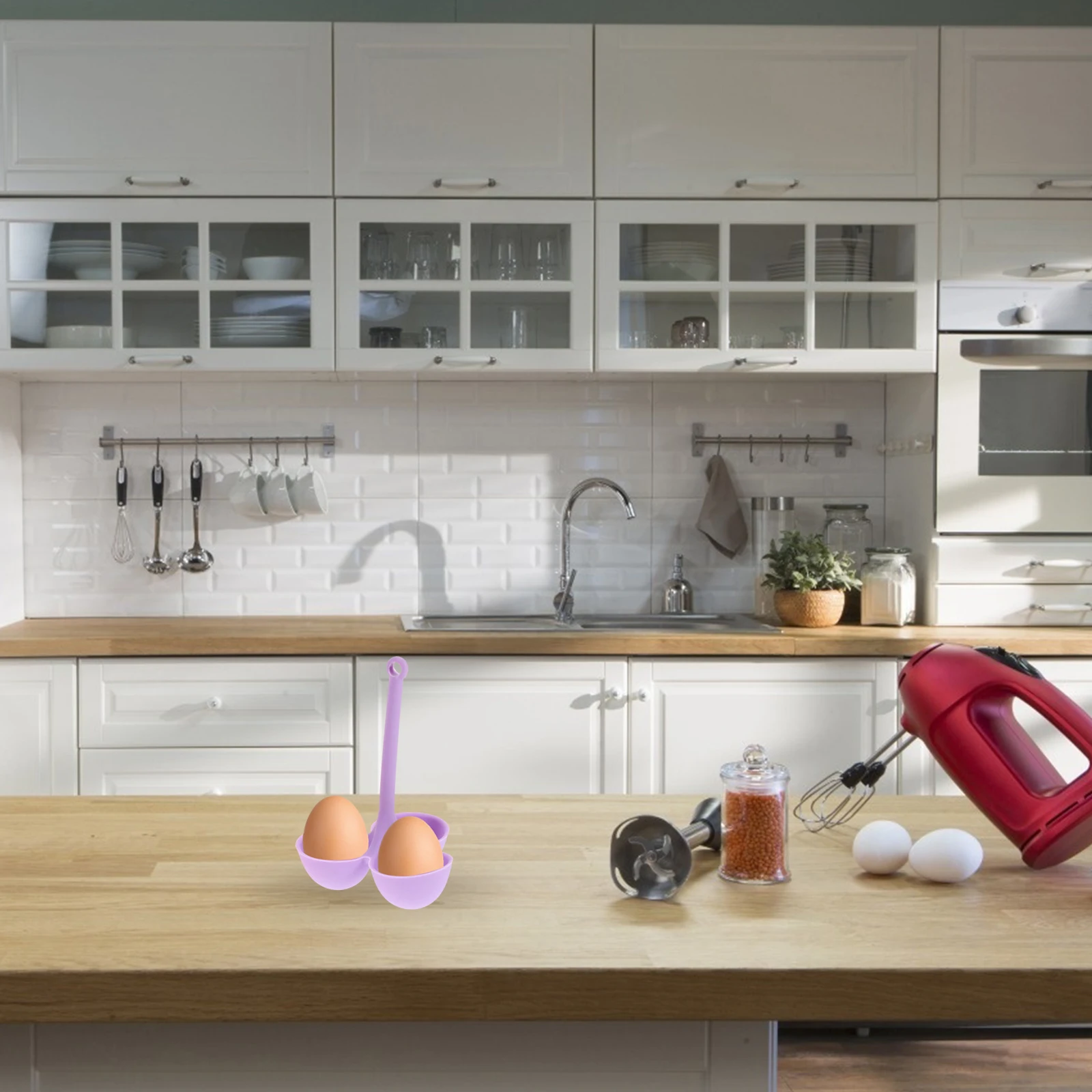 

5 pcs Three Grid Silicone Egg Steamer Cooker For Boiled Eggs Chocolate Melting Pasta Heating Meatballs Kitchen Utensil Rack Red