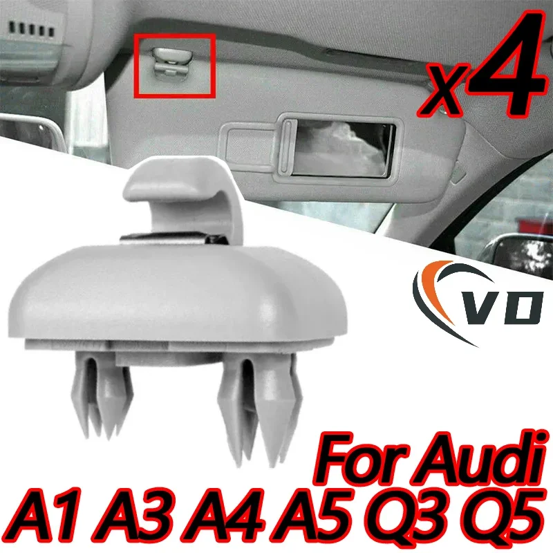 4X Auto Visiera Parasole Clip Grigio Interno Gancio Clip Staffa per Audi A1 A3 A4 A5 Q3 Q5 A7 B6 B7 B8 S4 S5 8E0857562 8U0857562A
