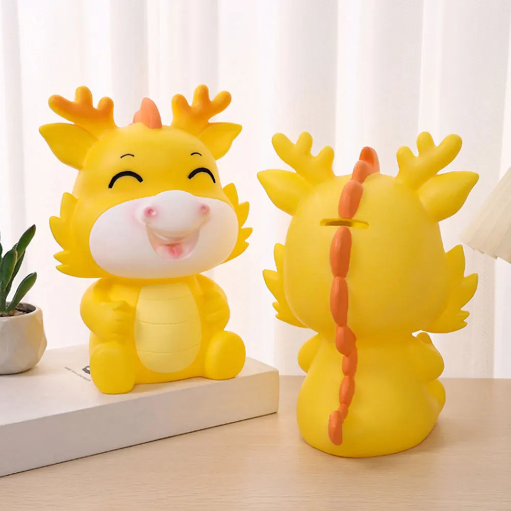 

1pc 2024 Chinese Dragon Year Vinyl Piggy Bank Decorative Coin Jar Ornament Zodiac Gift Cute Cartoon Money Pot Bedroom Space