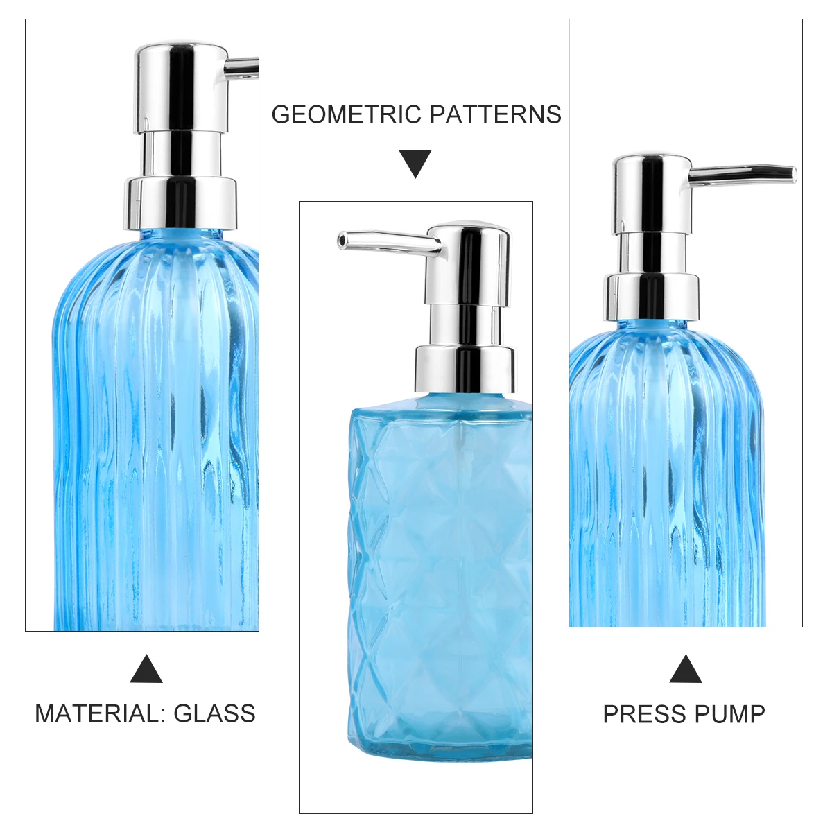 

400ml Vertical Stripes Pump Bottle Glass Pressure Bottle Liquid Soap Dispenser Kitchen Bathroom Lotion Essentials