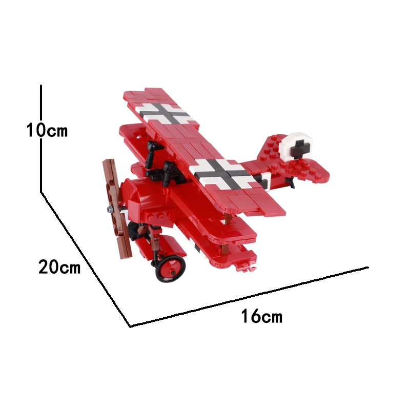 WW1 Fokker Dr-I طائرة ثلاثية نموذج اللبنات WW2 الألمانية العسكرية طائرة الجيش الجندي أرقام مدفع طائرة أسلحة ألعاب مكعبات #6